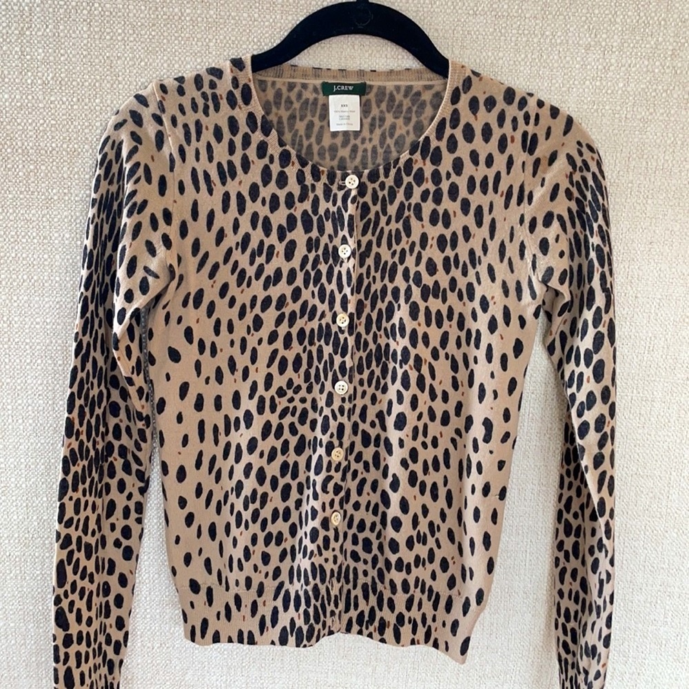 J. Crew Cheetah Merino Cardigan
